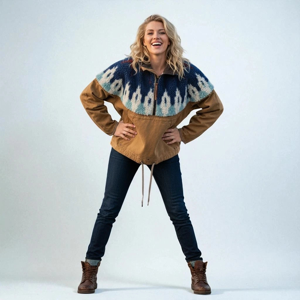 Veste Polaire en Coton Chaud Patchwork Unisexe