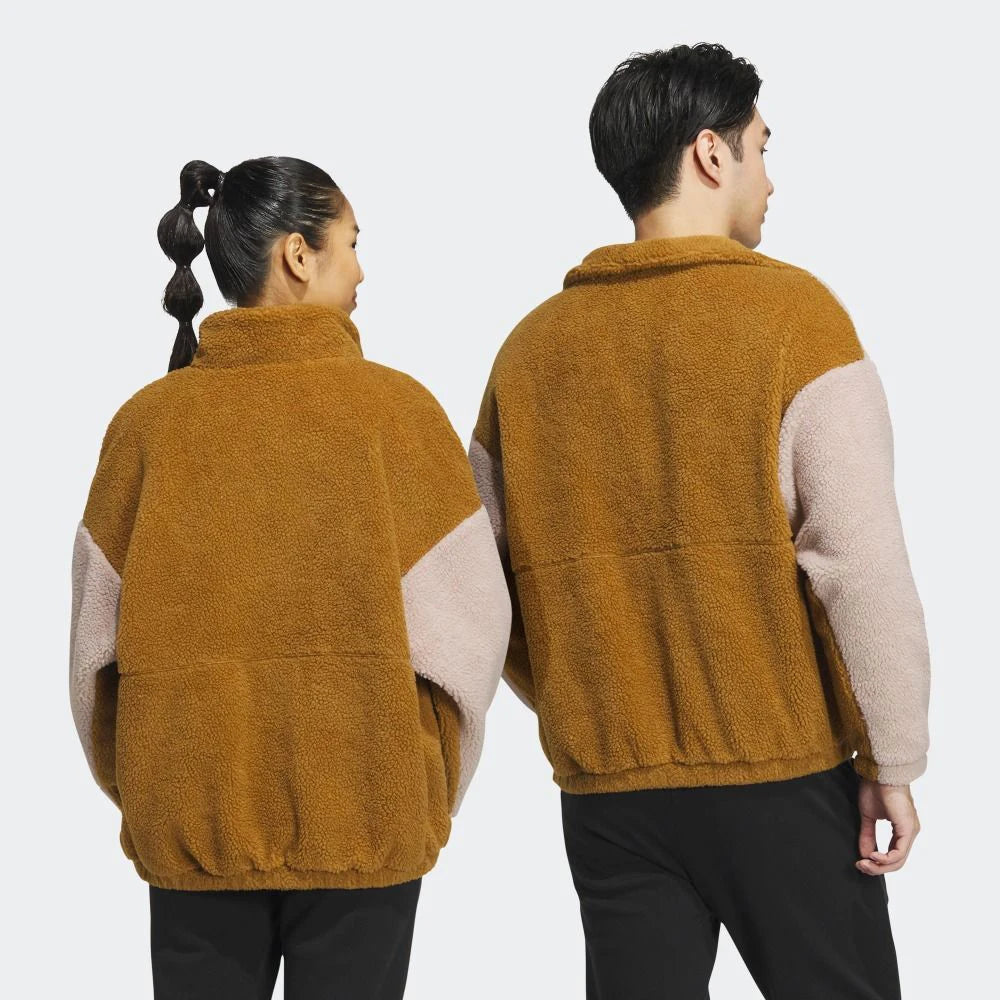 Veste polaire unisexe marron vintage – mode rétro automne hiver