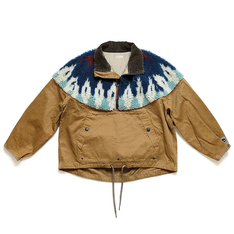 Veste Polaire en Coton Chaud Patchwork Unisexe