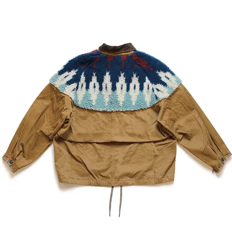 Veste Polaire en Coton Chaud Patchwork Unisexe
