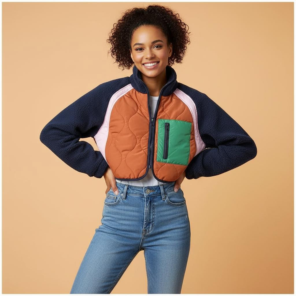 Veste Polaire pour Femme Courte Orange